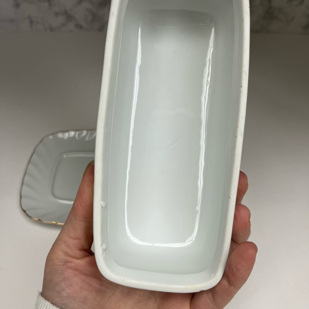 Vintage 1960s Japan Fine China Butter Dish | Regency Rose Pattern | Gold Trim - Picture 9 of 9